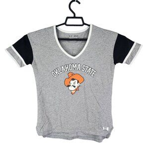 Womens Under Armour Heat Gear Shirt Oklahoma State V Neck Semi-Fitted Size S